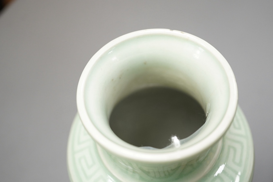 A Chinese celadon glazed landscape vase, 19th century